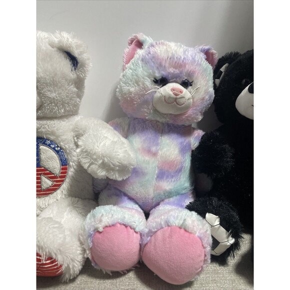 Build A Bear Lot Of 4 Bears Authentic, Four Leave Clover, Soccer, Peace, Kitten - Picture 4 of 16